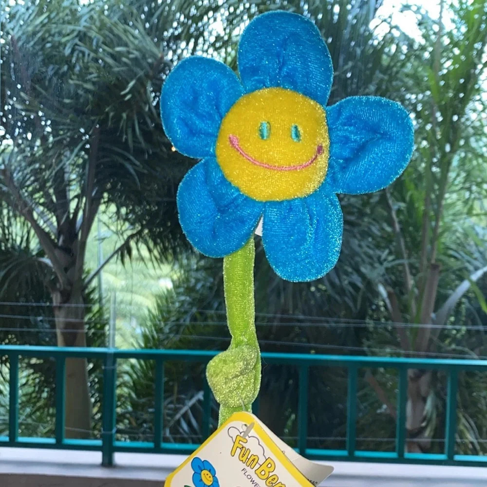 Bendy flower stick - blue fabric